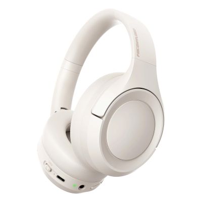 Active Noise Cancelling Headphones with Transparency Mode, 80H Playtime Wireless Over Ear Bluetooth Headphones with ENC Microphone, Deep Bass, Memory Foam Ear Cups, for Travel, Home Office, White