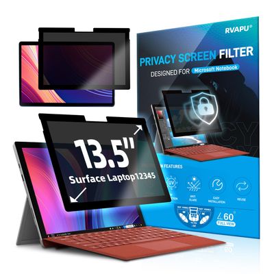 RVAPU Laptop Privacy Screen Protector for Microsoft Surface Laptop1/2/3/4/5/6 13.5 inch Fully Removable Anti Spy Anti Glare Blue Light Filter Reusable Anti Peek Privacy Screen