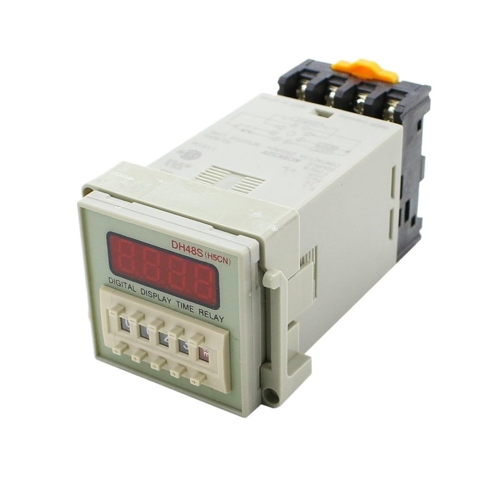 QZLIBEFUD DH48S-2Z Timer Digital Time Relay 0.01s-9999H Hours Time Delay Relay with Socket Base Included(220V AC)