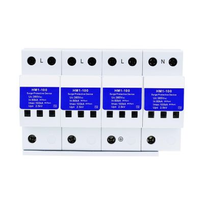 380V Power Supply Lightning Arrester 100KA Type 2 Surge Protective Device Main Power Supply Surge Protector HM1-100