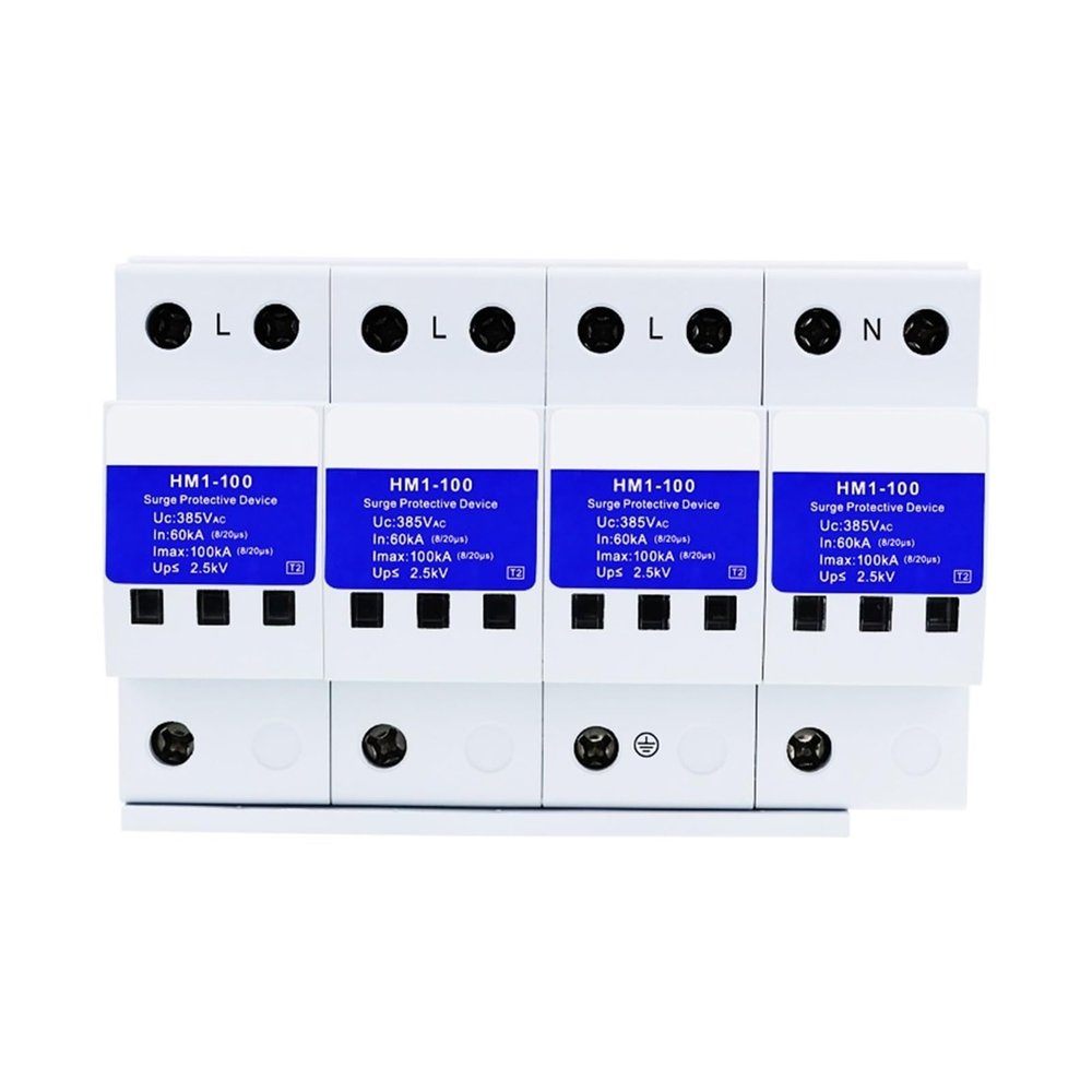 380V Power Supply Lightning Arrester 100KA Type 2 Surge Protective Device Main Power Supply Surge Protector HM1-100