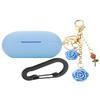 Case for Beats Solo Buds Case Cover with Flower Keychain, Cute Soft Silicone Shockproof Protective Skin Cases for Beats Solo Buds Wireless Earbuds with Carabiner for Women Girl (Azure Blue) view 1