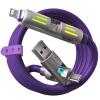 240W 4-in-1 USB C Multi Charger Cable with LED Indicator, PD 5A Fast Charging & Data Sync, Silicone, Compatible for iPhone, Samsung, Laptop, 4FT (Purple) view 1