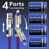 240W 4-in-1 USB C Multi Charger Cable with LED Indicator, PD 5A Fast Charging & Data Sync, Silicone, Compatible for iPhone, Samsung, Laptop, 4FT (Purple) view 2