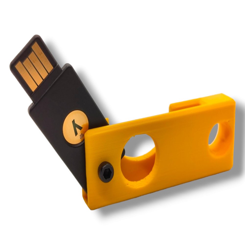 Protective Case for YubiKey 5/5C NFC Compact & Lightweight Keychain Holder with M3 2.5 mm Screw, Allen Key Not Included (USB-A, Yellow)