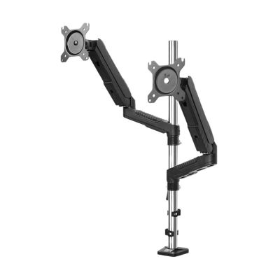 15-27" Dual Monitor Mount Ergonomic Full Moving Dual Monitor Arm with C Clamp and VESA 75/100 mm, 14.3 lbs per arm