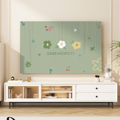 30-80In Interior TV Cover, European Style TV Screen Protector Dustproof For LCD LED TV Curved TV Dust Cover Cloth Fabric Indoor Decoration(Size:60in(140x85cm),Color:C)