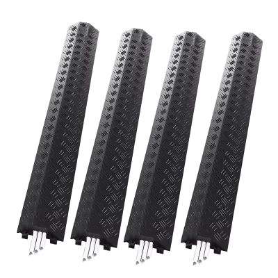 Yqyc 4-Pcs Cable Protector Cover Ramp, 2000lbs Load Capacity Floor Cord Cover Cord Protector Ramp Speed Bump Hose Cable Ramp Protective Cover(Black)