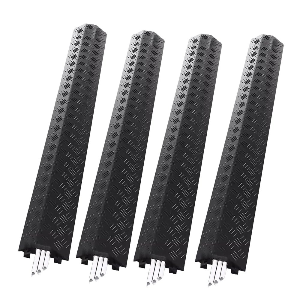 Yqyc 4-Pcs Cable Protector Cover Ramp, 2000lbs Load Capacity Floor Cord Cover Cord Protector Ramp Speed Bump Hose Cable Ramp Protective Cover(Black)