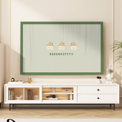 30-80In Interior TV Cover, European Style TV Screen Protector Dustproof For LCD LED TV Curved TV Dust Cover Cloth Fabric Indoor Decoration(Size:60in(140x85cm),Color:B)