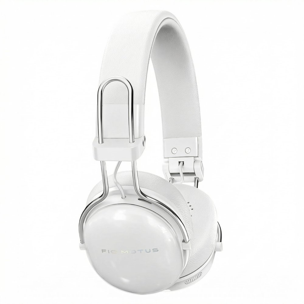 FIO MOTUS Wireless Bluetooth On-Ear Headphones, Active Noise Cancelling, Hi-Res Sound, 55H Playtime, Foldable Design, Lightweight and Comfortable, Multipoint Connection, for Home Office Travel, White