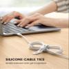 10Pack Silicone Cable Ties Cord Organizer - Lamicall Elastic Wire Ties Management, Travel Must Haves, Halloween Desk Home Office Workspace Accessories, Dorm Room Essentials, White Cable Keeper view 2