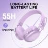 FIO MOTUS Wireless On-Ear Headphones, Active Noise Cancelling, Bluetooth 5.4, Hi-Res Sound, 55H Playtime, Lightweight and Comfortable, Foldable Design, for Home Office Travel, Purple view 4