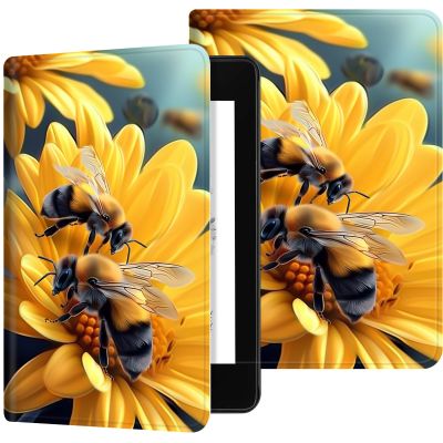 Case for 6" All-New Kindle (11th Generation, 2022 Release), Lightweight Kindle Case 6", Adjustable Stand PU Leather Cover with Auto Wake/Sleep, for Kindle e-Reader 2022 Case, Flower Bee