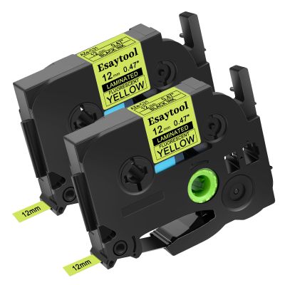 2 Pack Esaytool Compatible with P-Touch TZe-C31 TZeC31 TZC31 Black on Yellow Fluorescent Laminated Label Tape 12mm 0.47 inch x 16.4 feet for PTH110 PTD210 PTD600 PT-P710BT PTD400AD PT-D450
