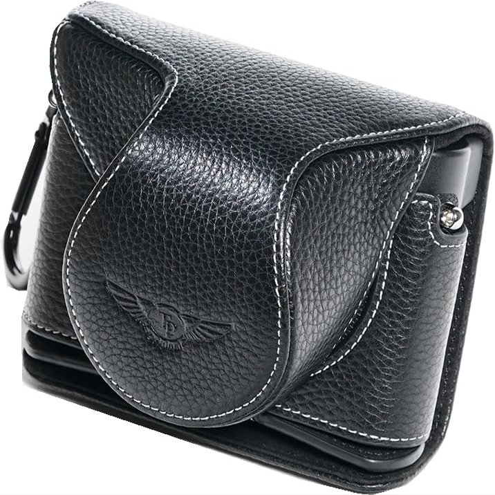 BMAOLLONGB D-Lux 8 Case, Handmade Genuine Real Leather Full Camera Case Bag Cover for Leica D-Lux 8 Bottom Opening Version (Black)