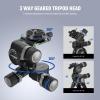 NEEWER 3 Way Geared Tripod Head with 360 Pan Arca Type QR Plate, Millimeter Micro Adjustment, Aluminum Alloy 3 Axis Pan Tilt Head with Quick Switch Large & Fine Dual Modes, Max Load 13.2lb/6kg, TH16 view 2