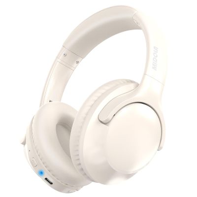 MIDOLA Bluetooth Headphones Over Ear 68H Playtime 6 EQ Wireless Headset with Microphone HiFi Stereo Foldable Lightweight Deep Bass for Travel Home Office Cellphone Milk White