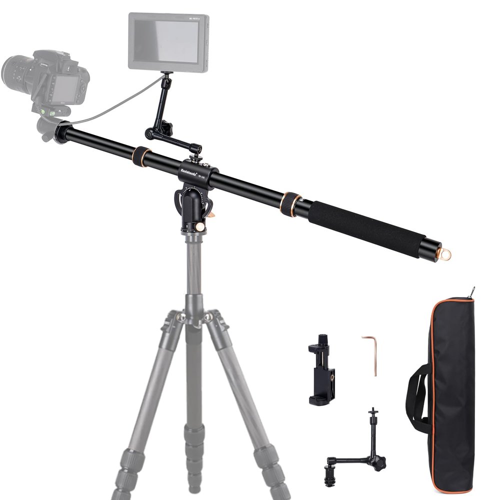 Koolehaoda Tripod Extension Arm 41" Retractable Horizontal Center Column 360 Rotatable 180Vertical Adjustable Tripod Boom with Magic Arm for Camera Macro Overhead Photography, Load Up to 33lbs