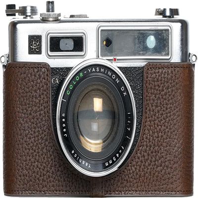 BMAOLLONGB Electro 35 GSN Case, Handmade Genuine Real Leather Half Camera Case Bag Cover for Yashica Electro 35 GSN Film Camera With Hand Strap (Coffee)