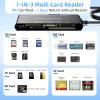 7-in-3 Lightning & USB-C & USB3.0 Multi Card Reader, SD CF XD MS Micro SD TF Card Reader for iPhone/iPad, Memory Card Reader High-Speed Trail Camera Viewer, Plug and Play, Simultaneously Read/Write view 2