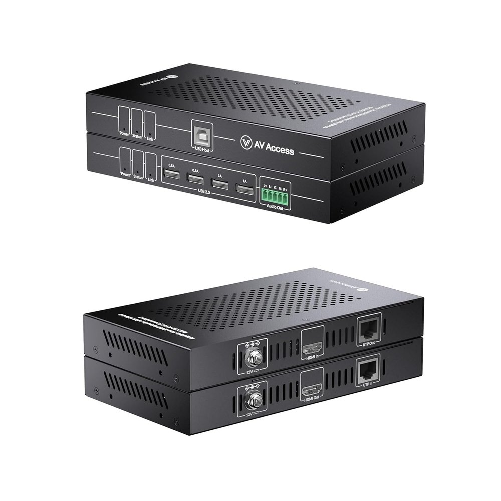 AV Access HDMI KVM Extender 50m/164ft, 4K@60Hz 4:4:4, 1080P@240Hz & 2K@144Hz, 4 USB 2.0 Ports, Low Latency, PoC, EDID, for Gaming PC, Office & CCTV (4KEX50-KVM)