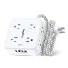 Surge Protector Power Strip - CHCORE 5Ft Braided Extension Cord with 8 Outlets with 4 USB (2 USB C) Charging Ports, Flat Plug Multi Plug Outlet Extender Charging Station for Home Office, ETL, White view 1