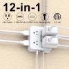 Surge Protector Power Strip - CHCORE 5Ft Braided Extension Cord with 8 Outlets with 4 USB (2 USB C) Charging Ports, Flat Plug Multi Plug Outlet Extender Charging Station for Home Office, ETL, White view 2