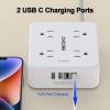 Surge Protector Power Strip - CHCORE 5Ft Braided Extension Cord with 8 Outlets with 4 USB (2 USB C) Charging Ports, Flat Plug Multi Plug Outlet Extender Charging Station for Home Office, ETL, White view 3