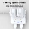 Surge Protector Power Strip - CHCORE 5Ft Braided Extension Cord with 8 Outlets with 4 USB (2 USB C) Charging Ports, Flat Plug Multi Plug Outlet Extender Charging Station for Home Office, ETL, White view 4
