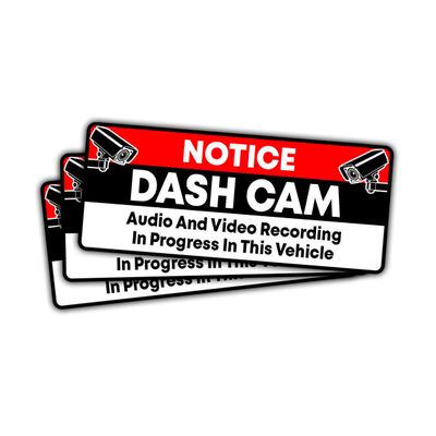 (3pcs) Dash Cam Sticker Dash Cam Recording Sticker, Audio and Video Recording - Stickers for Laptop Water Bottle Phone Car Window Helmet Vinyl Stickers 3 inches (Red)