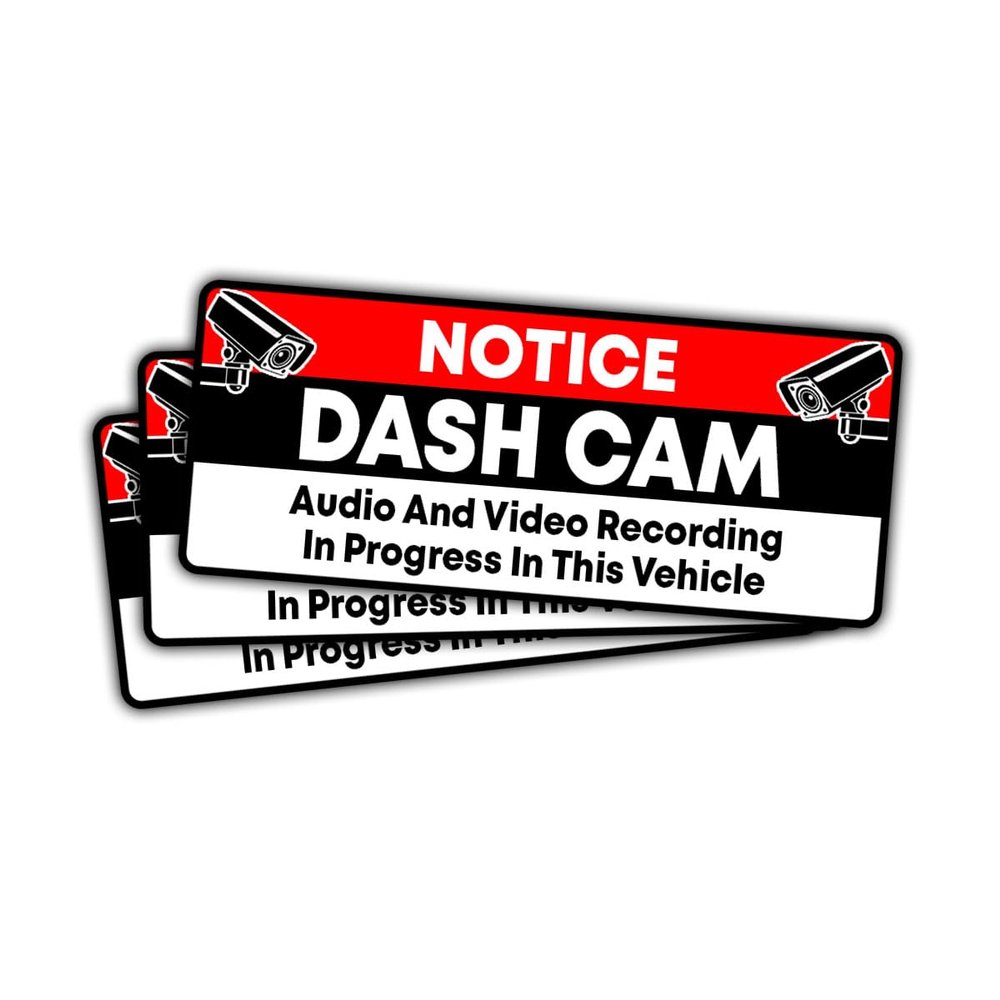 (3pcs) Dash Cam Sticker Dash Cam Recording Sticker, Audio and Video Recording - Stickers for Laptop Water Bottle Phone Car Window Helmet Vinyl Stickers 3 inches (Red)