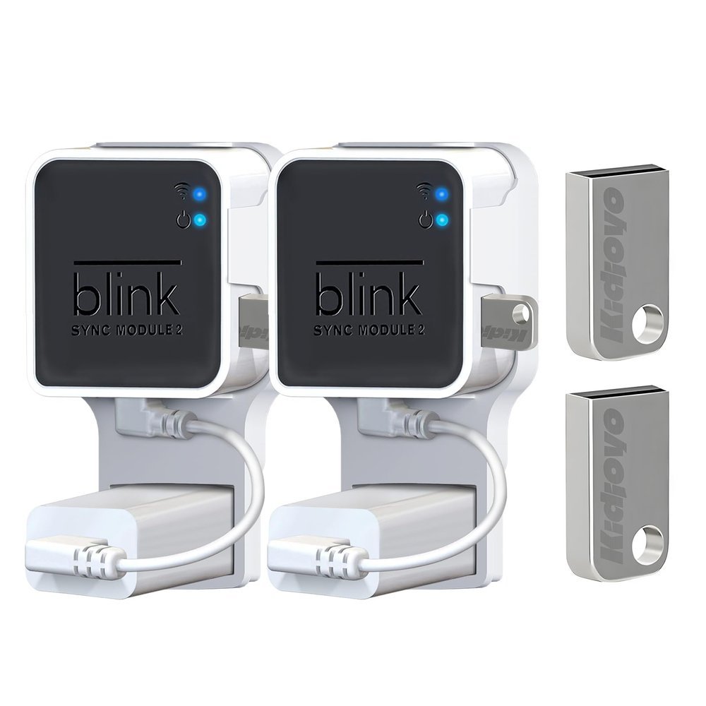 256GB USB Flash Drive & Wall Mount for Blink Sync Module 2 with Short Cable Declutter, Save Space, and Effortlessly Enhance Security (2 Pack)