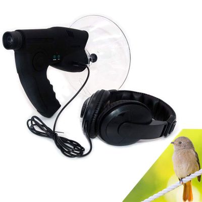 CKKNILV Portable Parabolic Microphone Monoculars, Bionic Ear Long Range Birds Listening Telescope 100M, Nature Observing and Listening Digital Device, for Outdoor Activities and