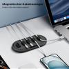 Cable Management, Magnetic Cord Organizer, Desk Cord Holder Wire Keeper with 6 Magnetic Cable Clips, Charger Cord Management for Home Office, Lightning/USB C/Micro Cable, Dark Gray view 2