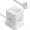 BEVA Power Strip with USB - 10ft Long Extension Cord with 4 Widely Spaced Outlets and 3 USB Ports Cube Desktop Charging Station, Overload Protection, Compact for Travel, Cruise Ship and Dorm view 1