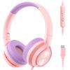 Bywulanda Upgrade USB-C Kid Headphone with Microphone, Safe Volume Limiter 85/94dB, Foldable Over Ear Wired Headphones for Toddlers/Boys/Girls/School/iPad/Laptop/Travel view 1