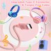 Bywulanda Upgrade USB-C Kid Headphone with Microphone, Safe Volume Limiter 85/94dB, Foldable Over Ear Wired Headphones for Toddlers/Boys/Girls/School/iPad/Laptop/Travel view 3