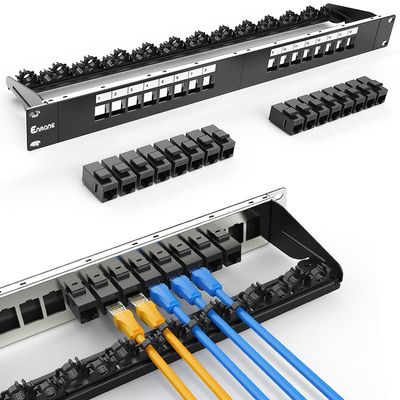 Enmane 16 Port Patch Panel Cat6 Keystone RJ45 Patch Panel (EC Listed) UTP 1U Network Patch Panel with Smart Cable Management for 19inch Rackmount