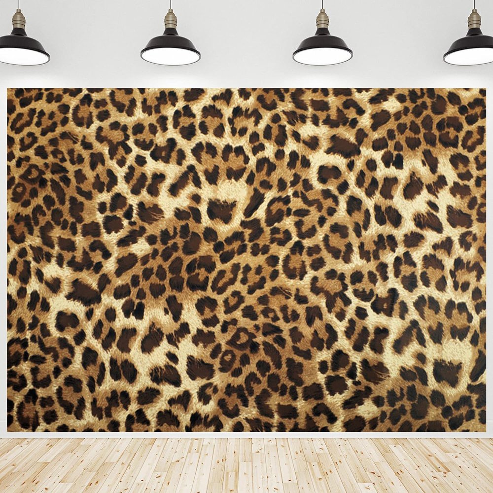 CRTPOD Leopard Print Backdrop Retro Golden Brown Black Spots Leopard Prints Background Photography Banner for Adults Portrait Birthday Party Decorations Supplies Photo Photobooth Props 12x8ft