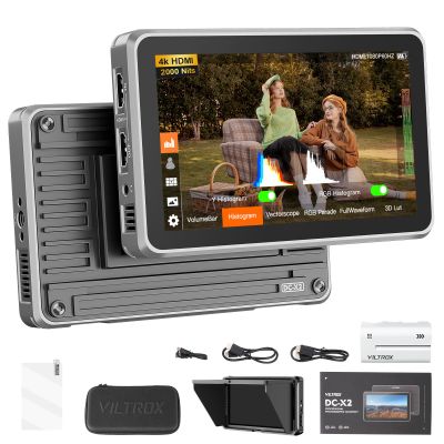 VILTROX DC-X2 6 inch Touchscreen Camera Field Monitor 4K HDMI Video Monitor with Sunshade Hood 2000nits 160Wide View Angle 1920X1080 3D LUT Peaking Focus Assist Monitor