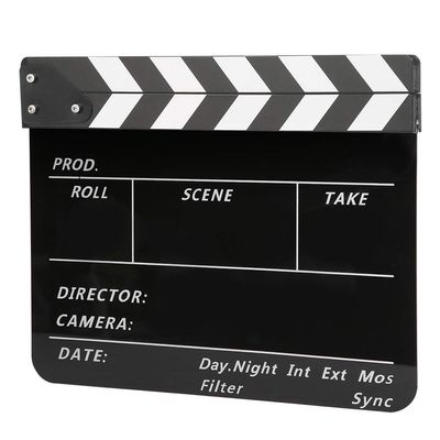 Acrylic Film Clapper Board,11.8x9.8in Clapperboard Director Movie Clappers Film and Television Photography Prop (White Striped Blackboard (PAV1BBE))