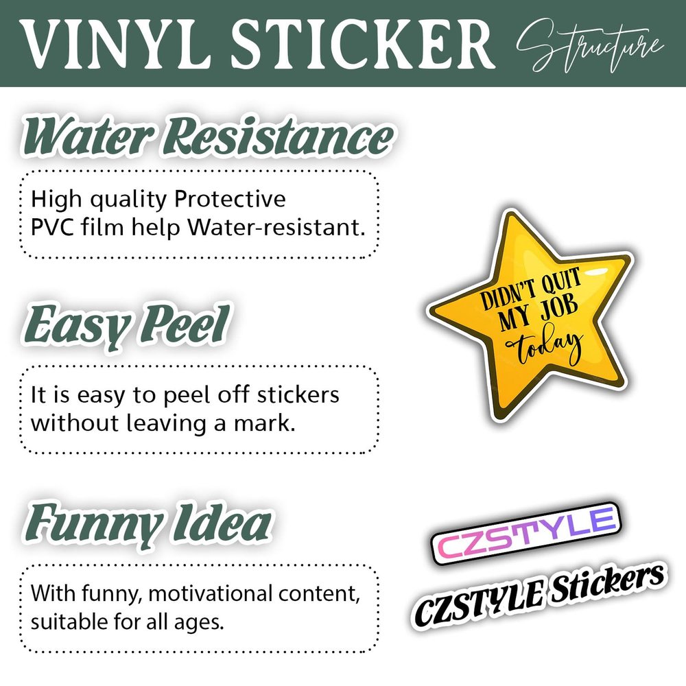 (3Pcs) Didn't Quit My Job Today Sticker Motivation Quote Support Coworker Decals Waterproof Vinyl Sticker for Books Laptops Phones Water Bottles Kindle 3 Inch