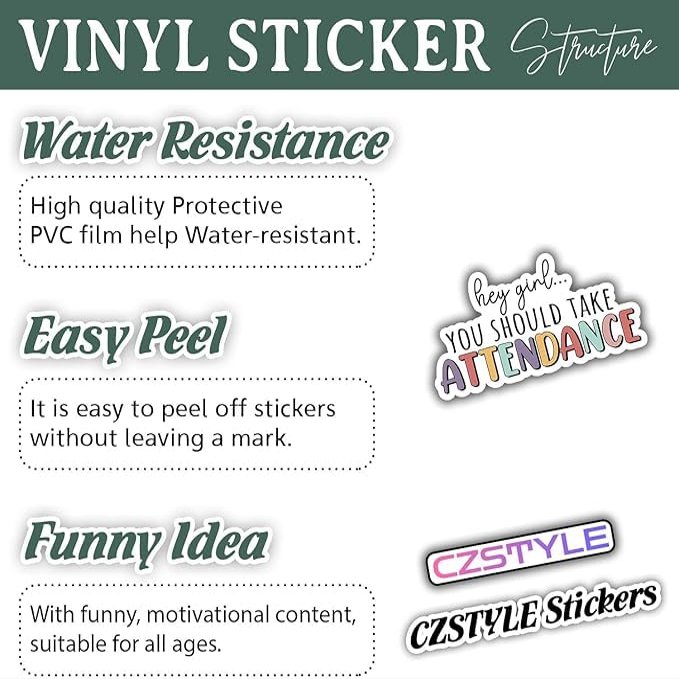 (3Pcs) Hey Girl You Should Take Attendance Sticker Funny Quote Teacher Decals Waterproof Vinyl Sticker for Books Laptops Phone Water Bottles Tumbler Cup Kindle 3 Inch