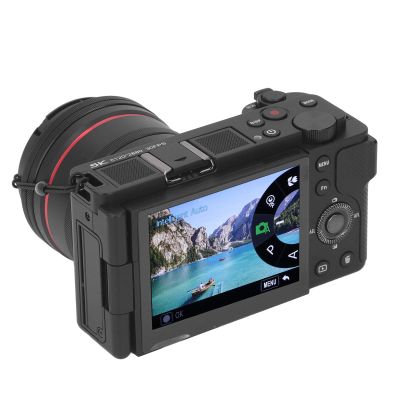 Asixxsix 5K Digital Camera for Photography, 64MP 12X Optical Zoom Wi Fi Auto Focus WDR Anti Shake Vlogging Camera with 3.2 Inch 270 Flip Touchscreen and Hot Shoe Port Compact Video Cameras