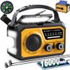 16000mAh Hand Crank Emergency Weather Radio with Wireless Speaker, 59200mWh NOAA AM FM Solar Radio with Flashlight Cell Phone Charger Reading Lamp Compass SOS for Camping and Survival (Orange) view 1