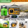 16000mAh Hand Crank Emergency Weather Radio with Wireless Speaker, 59200mWh NOAA AM FM Solar Radio with Flashlight Cell Phone Charger Reading Lamp Compass SOS for Camping and Survival (Orange) view 4