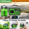 16000mAh Hand Crank Emergency Weather Radio with Wireless Speaker, 59200mWh NOAA AM FM Solar Radio with Flashlight Cell Phone Charger Reading Lamp Compass SOS for Camping and Survival (Green) view 4