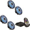 HERTZ 2 Pair HMX 6.5 S-LD-G 6 1/2" Gray Grill Coaxial Marine Speakers with RGB LEDs and HM-RGB-1-BK Marine RGB LED Controller with RF Remote Control view 1