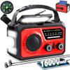 16000mAh Hand Crank Emergency Weather Radio with Wireless Speaker, 59200mWh NOAA AM FM Solar Radio with Flashlight Cell Phone Charger Reading Lamp Compass SOS for Camping and Survival (Red) view 1